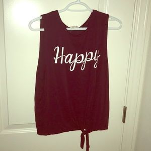 HAPPY maroon tank top